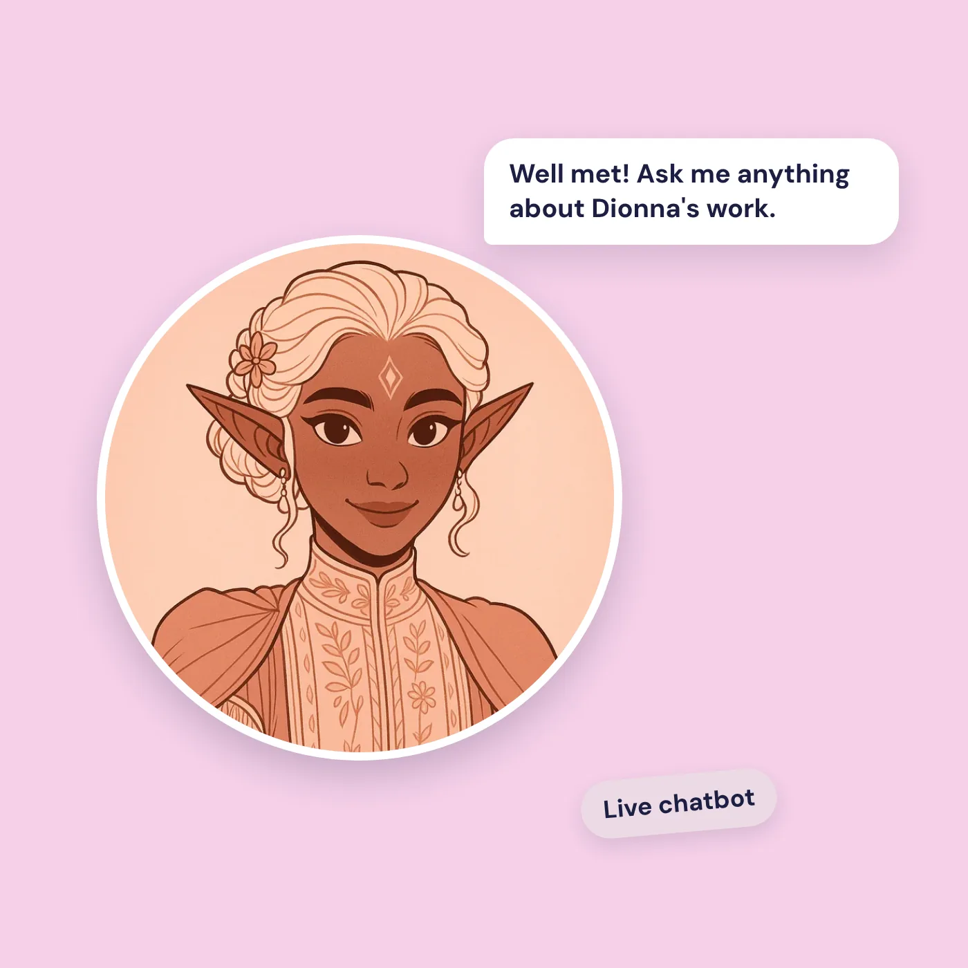 Elara, the conversation persona, saying well met