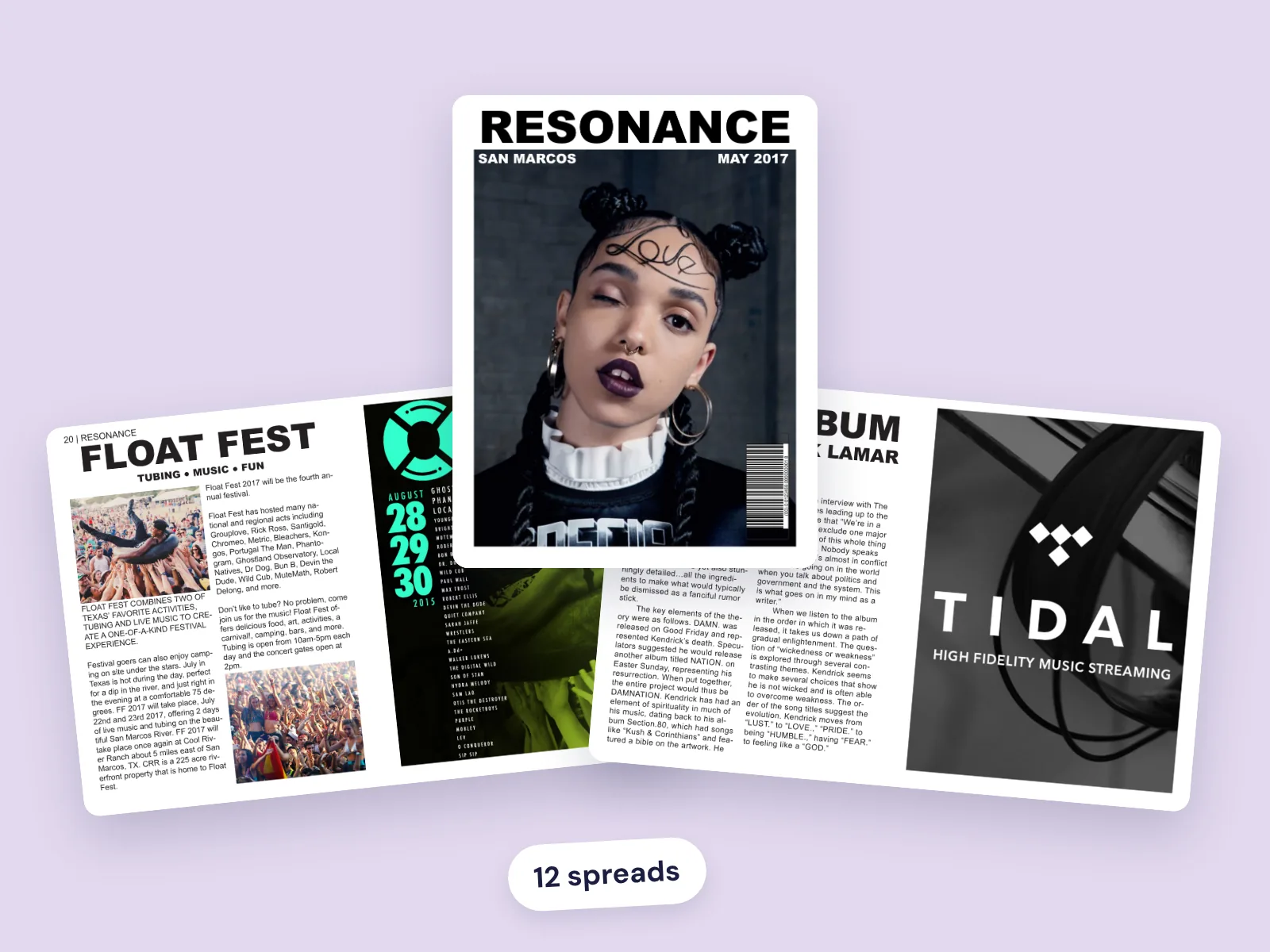 Resonance magazine cover with Float Fest and DAMN spreads